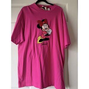 Disney Minnie Mouse Pink T-Shirt‎ L/XL Graphic Tee Cotton Cute Casual